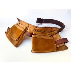 Leather Neck Vintage Leather Carpenter Apron Tool Belt Roughout Nail Pouch Rig